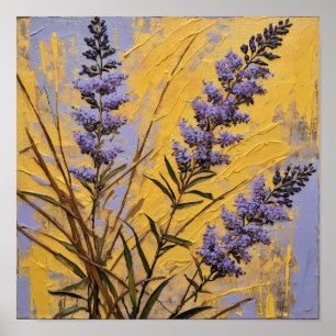 Poster Flores Silvestres de Lavanda em Fundo Texturizado