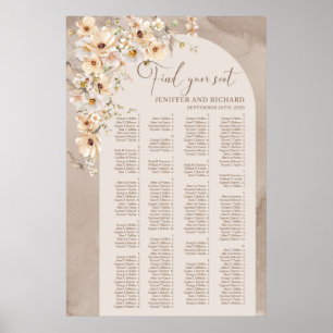 Poster Flores silvestres de marfim de arco de boho Sedaçã