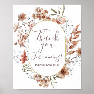 Poster Flores Silvestres de Outono Obrigado por vir Sinal