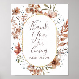 Poster Flores Silvestres de Outono Obrigado por vir Sinal
