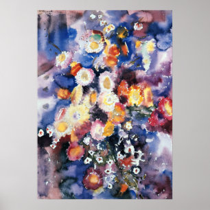 Poster Flores silvestres, pintura de aquarela pastel