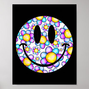 Poster Flores silvestres retrô sorriso rosto colorido hom