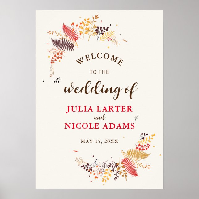Poster Flores Silvestres Samambaia Folhagem Casamento (Frente)
