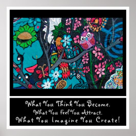 Poster Flores Símbolos Espirituais Coragem Afirmação Zen