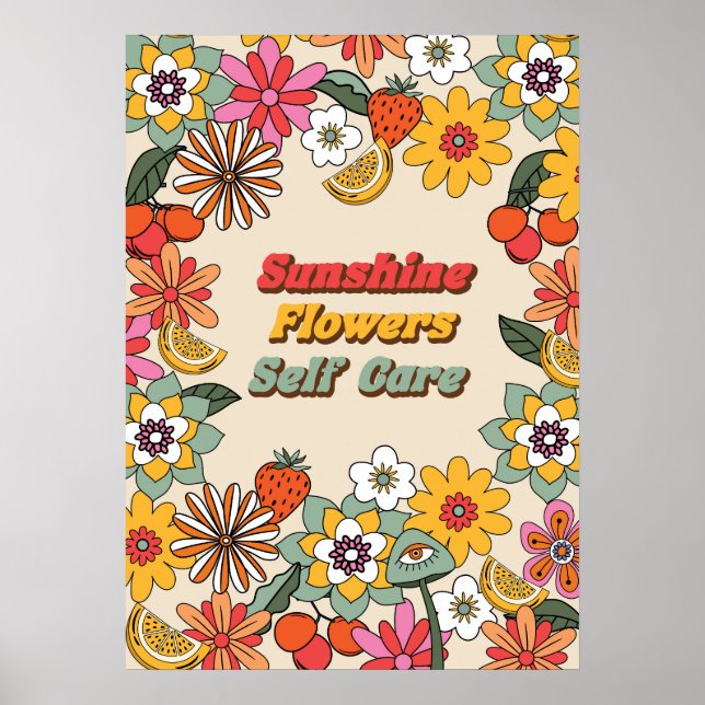 Poster Flores solares retro de granizo autolimitado (Frente)