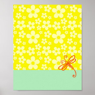 Pôster Flores Toque De Verde Arte Libélula