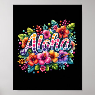 Poster Flores Tropicais Aloha Férias de Verão Praia Havaí