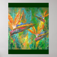 Flores Tropicais Aves Da Pintura Do Paraíso