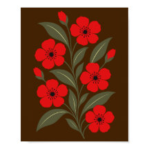 Flores Vermelhas com Folhas Verde Oliva