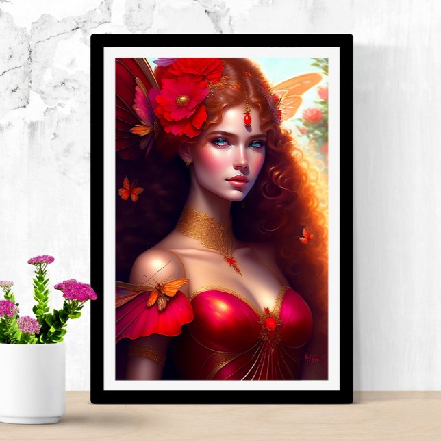 Poster Flores Vermelhas Fadas Vermelhas Fantasy (Criador carregado)