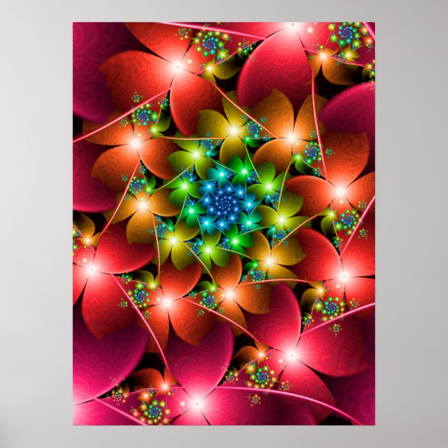 Poster Flores vermelhas fractais (Frente)