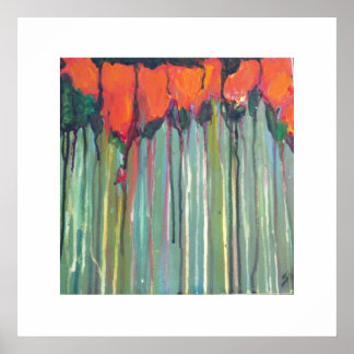 Pôster Flores vermelhas na grama alta