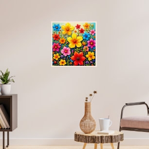 Poster Flores Vibrantes: Arte do Jardim da Alegria