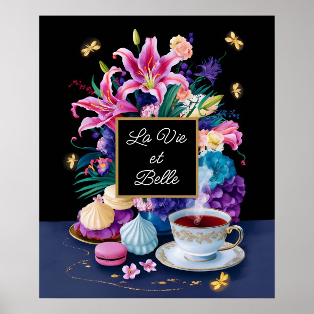 Poster Flores Vibrantes e Doces La Vie et Belle (Frente)
