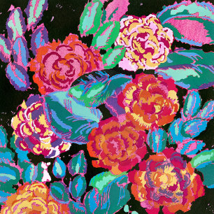 Pôster Flores Vibrantes: Explosão Floral de Arte Deco
