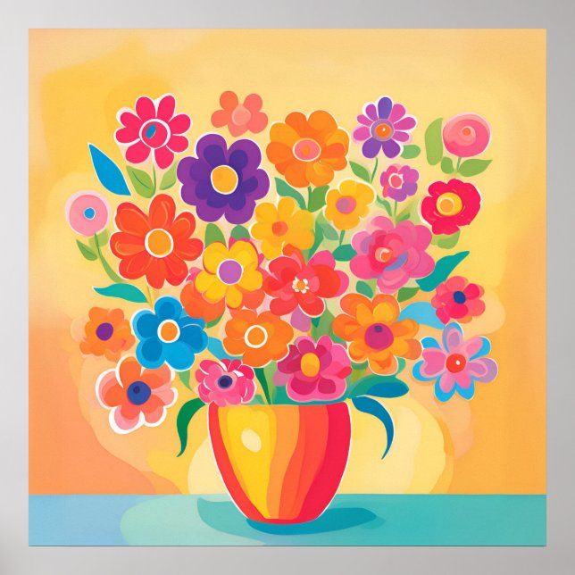 Poster Flores Vibrantes na Simplicidade (Frente)