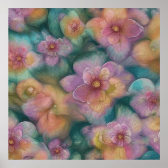 Poster Flores Vintage Fantasy Pintadas Em Aquarela (Frente)