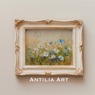 Poster Flores Vintage Spring Painting Wildflower Field