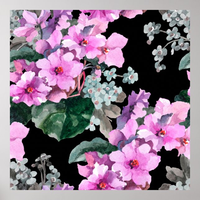 Poster Flores violetas e me esqueçam de não aquarela em b (Frente)