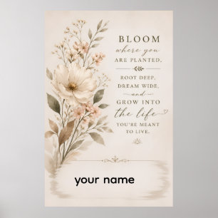 Poster Floresça Onde Você Está Plantado – Floral Minimali