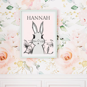 Poster Floresta Adorável Bunny Floral