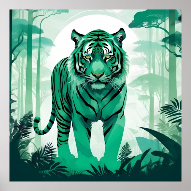 Poster Floresta Ambiente Natural de Animais do Tigre (Frente)