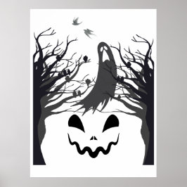 Poster Floresta Assombrada Adesivo de Fantasma – Silhueta