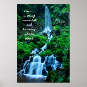 Poster Floresta bonita da cachoeira da paz grata grata