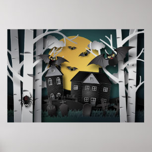 Poster Floresta Cypress, Cemitério e Morcegos