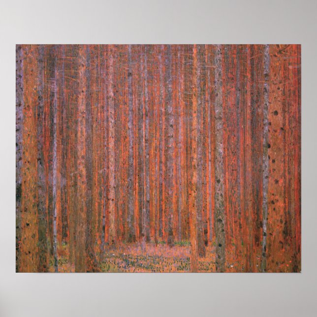 Pôster Floresta de Abetos de Gustav Klimt Tannenwald Árvo (Frente)