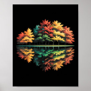 Poster Floresta de Árvores de Outono Reflexão Amante da N