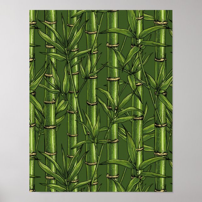 Poster Floresta de bambu em verde (Frente)