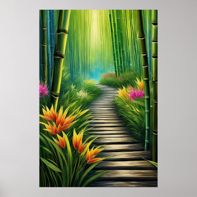 Poster Floresta de Bambu Verde (Frente)