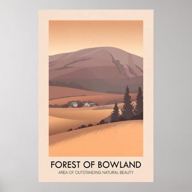 Poster Floresta de Bowland AONB Cartaz de Viagens (Frente)