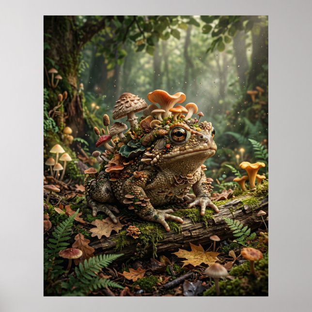 Poster Floresta de Cogumelo Sapo Brilho (Frente)