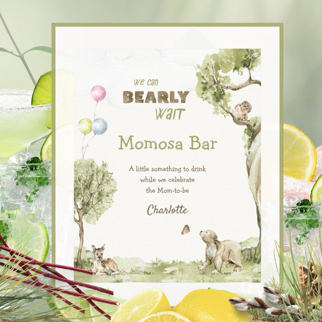 Poster Floresta de Contos de Fadas Mãe Barzinho Urso Mal  (Storybook Woodland Momosa Bar Bearly Wait Poster ©Susanne Sachers - Sunny Mind 🌞)