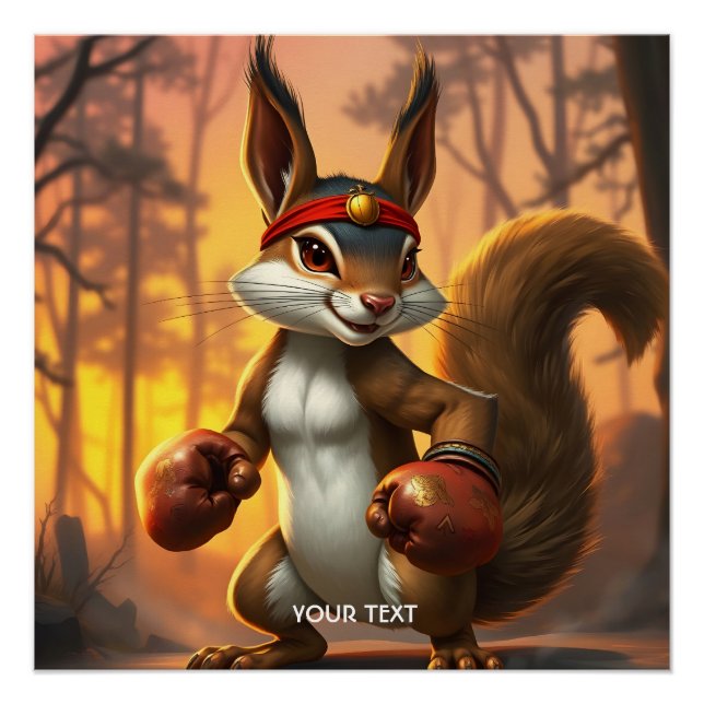 Pôster Floresta de Esquilo do Kickboxer Fantasy Cute (Frente)