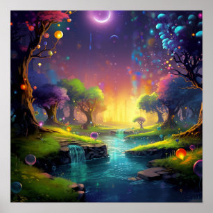 Poster Floresta de fantasia colorida