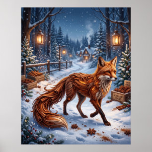 Poster Floresta de Inverno da Raposa de Canela