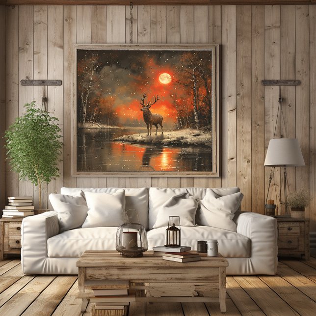 Poster Floresta de inverno do rio Deer Sunset (Criador carregado)
