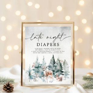 Poster Floresta de inverno Fria Fora das Fraldas noturnas