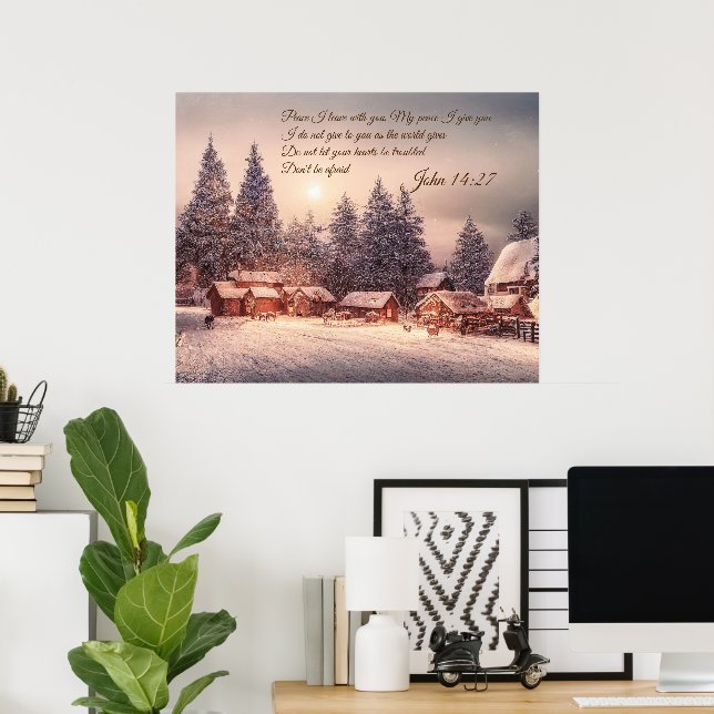 Poster Floresta de inverno - John 14:27 Bíblia Verse (Escritório em casa)