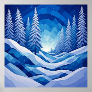 Poster Floresta de Inverno Safira Azul ❄️
