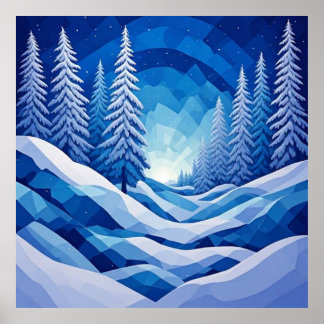 Poster Floresta de Inverno Safira Azul ❄️