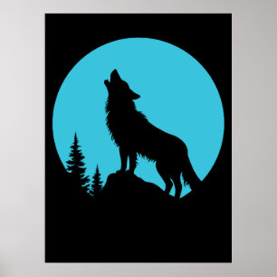 Poster Floresta de Lobos Natureza Ao Ar Livre Silhueta de