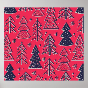 Poster Floresta de Natal: Papel de Wallpaper Silhouette d