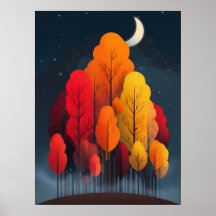 Floresta de outono à noite