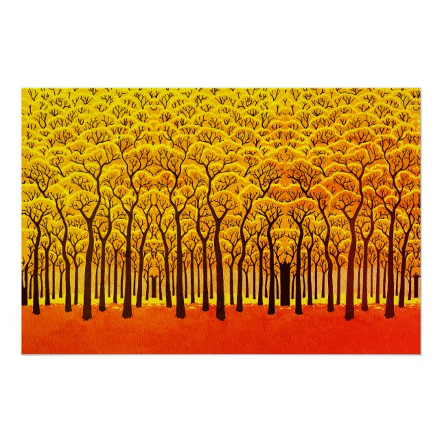 Pôster Floresta de Outono Dourado (Frente)