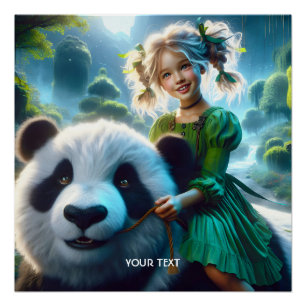 Pôster Floresta de Panda Bonita Fantasy