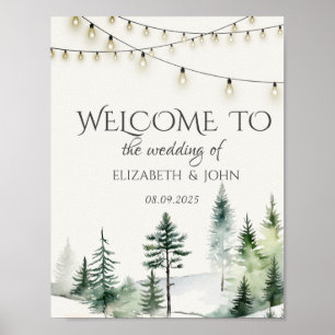Poster Floresta de Pinheiros, Luzes de Corda Casamento